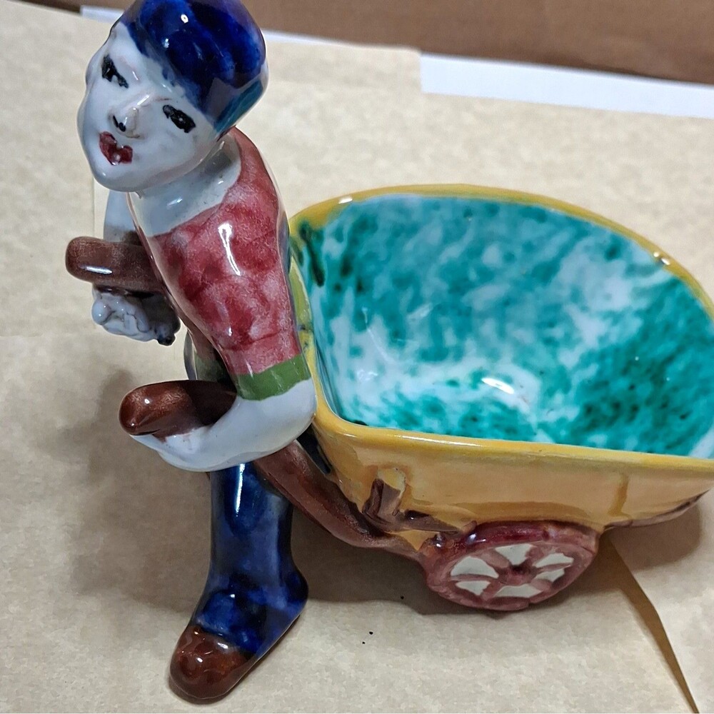 VTG Italian Majorca Pottery Peasant man planter figure Italy 50s numbered